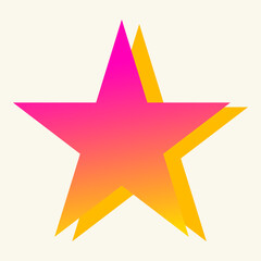 Obraz premium Vibrant Retro-Aesthetics Star Vector Illustration: Featuring a Striking Pink to Orange Gradient Main Star with a Bold Yellow Offset Shadow, Capturing 80s & 90s Pop Art and Synthwave Energy
