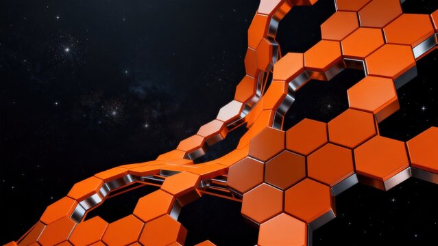 Orange hexagonal structure in space