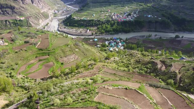 Panoramic View of Mountain Valleys in Himachal Pradesh, India