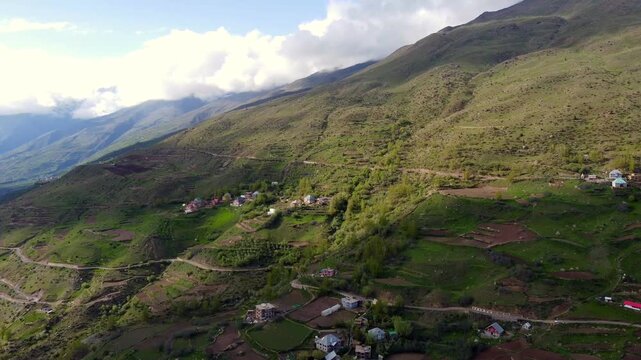 Aerial View of Valley and Mountain Landscape in Lahaul, Himachal Pradesh, India