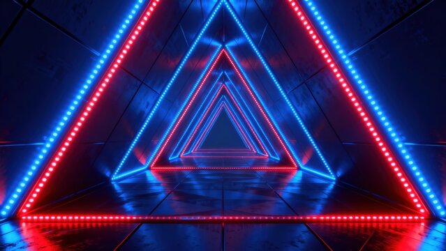 Neon triangle light tunnel