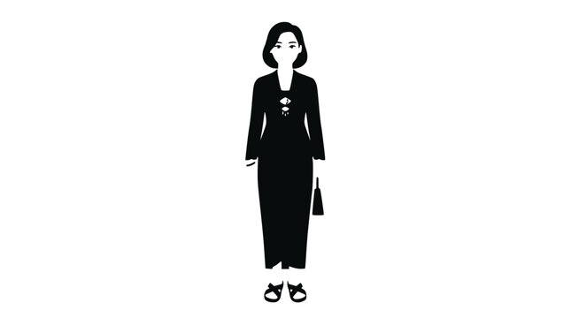 Traditional Malay woman in Baju Kurung silhouette.