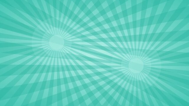 Animated teal comic dual burst background, pop art halftone speed lines motion loop