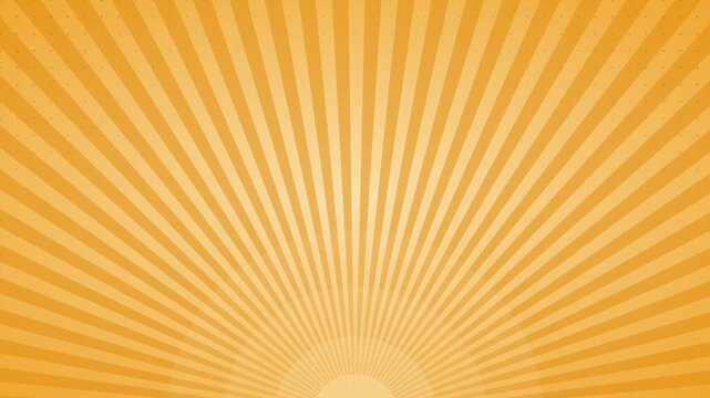Animated amber comic fan rays background, pop art halftone speed lines motion loop