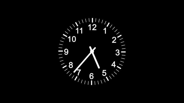 Clock spinning, watch animation, 12 hours clock dial , twenty-four hours time lapse animation. Analog clock spinning animation on transparent background with alpha channel 4k video