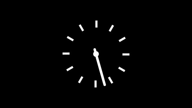 Clock spinning, watch animation on transparent background with alpha channel. Analog clock spinning and 24 hours timer clock icon animation Clock icon flat style 24 hours day fast speed with moving ti