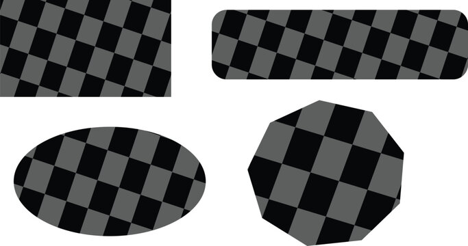 Set of four different shapes with a black and gray checkered pattern