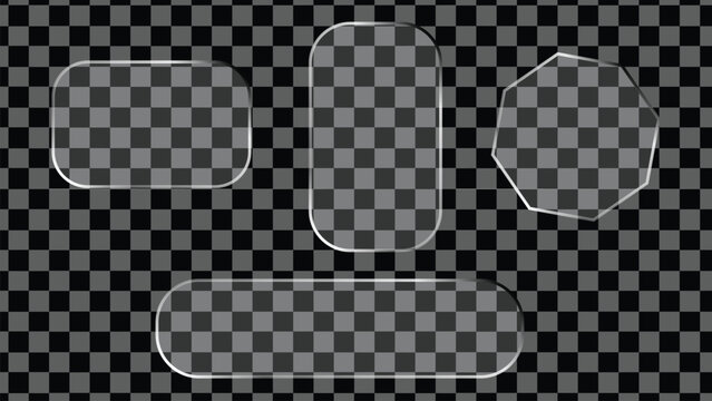 Set of glassmorphism ui elements with rounded corners and octagon shape