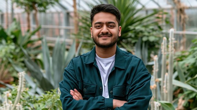 gen team lead young adult south asian plus-size man in