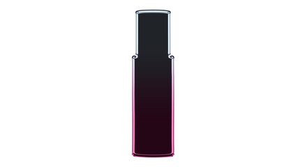 A sleek lipstick with a transparent background sits upright on a white surface © nur