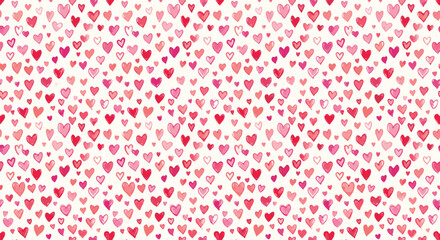Cute Hand-Drawn Watercolor Pink and Red Hearts Seamless Vector Pattern Background © MdGani