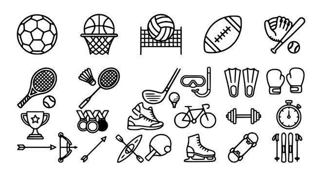 Sports and Recreation Vector Icon Pack with Soccer Golf Tennis Basketball and Snorkeling