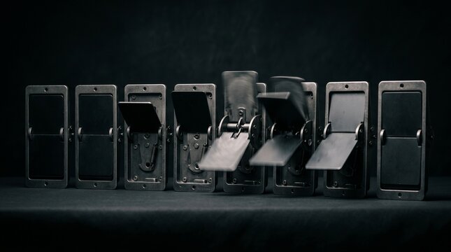 Broken smartphone screens on display.