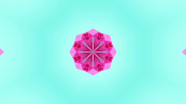 Colorful Neon Geometric Kaleidoscope Formed from Abstract 3D Shapes with Seamless Symmetry and Dynamic Motion Background for Advertising and Branding Concepts