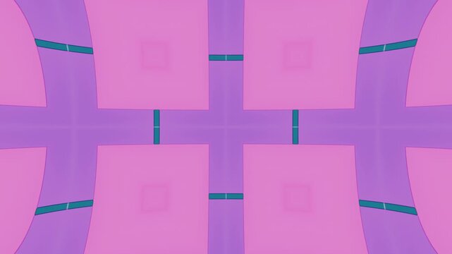 Neon Colored Geometric Mosaic with Symmetrical Reflections and Continuous Abstract Motion Animation