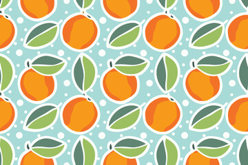 Obraz premium Orange fruit and leaf pattern a colorful vector illustration