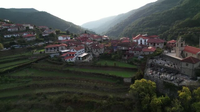 Aerial View Village of Sistelo in Portugal. The litle Portuguese Tibet