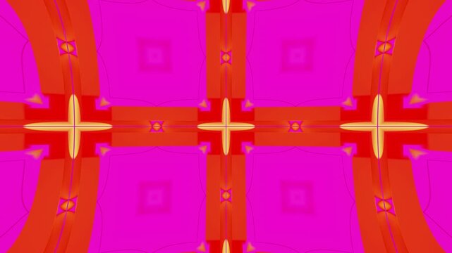 Vibrant Kaleidoscopic Symmetry Built from Bright Neon 3D Shapes with Dynamic Motion and Visual Energy