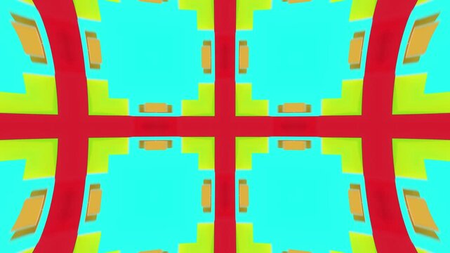 Futuristic Neon Mosaic Pattern with Reflective 3D Geometry and Kaleidoscopic Symmetry Dynamic Abstract Background for Creative Media