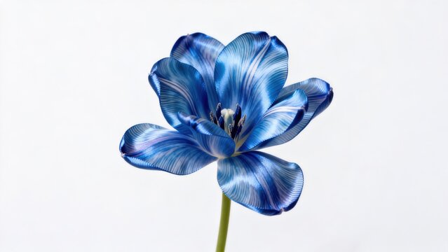 Blue tulip with striped petals