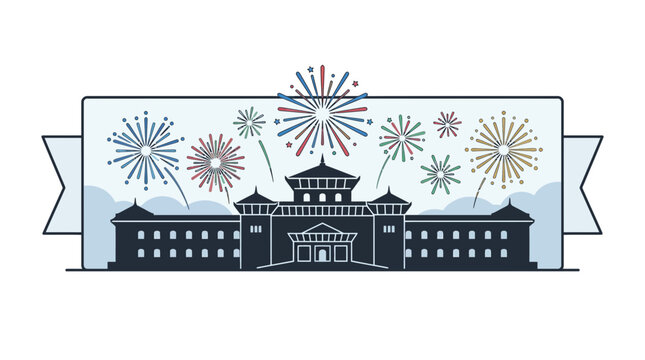 Nepal Constitution Day Celebration with Fireworks at Singha Durbar