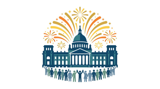 Nepal Constitution Day Celebration with Government Building and Fireworks