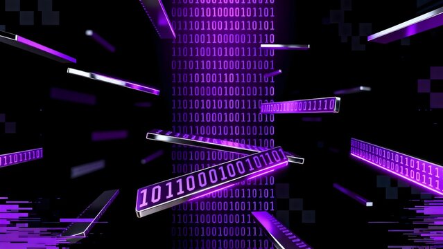 Digital binary code in purple