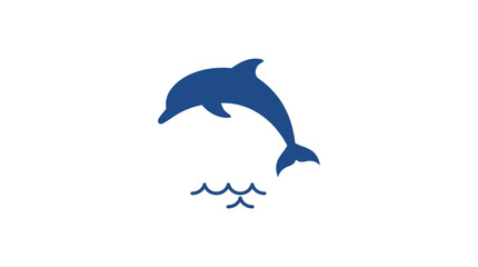 Blue dolphin jumping over waves minimalist vector illustration. © mazayaaba