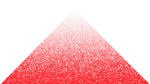 Abstract red halftone dot triangle background, geometric gradient particle pattern texture, modern digital technology design backdrop