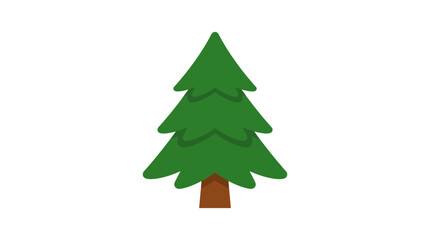 Fototapeta premium Simple green pine tree icon on white background.