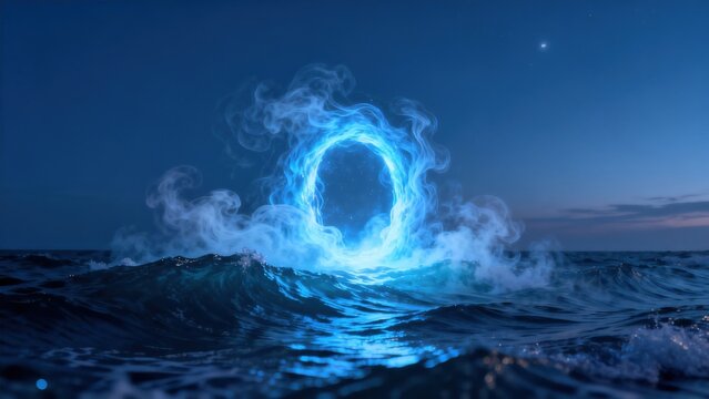 Mystical portal in ocean waves