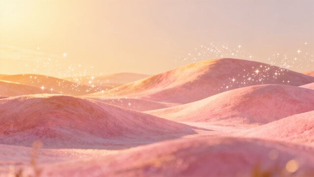 Pink rolling hills with sparkling lights