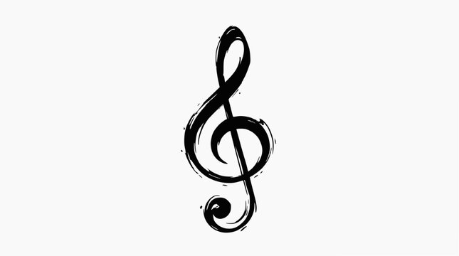 Treble clef symbol in artistic brush stroke style