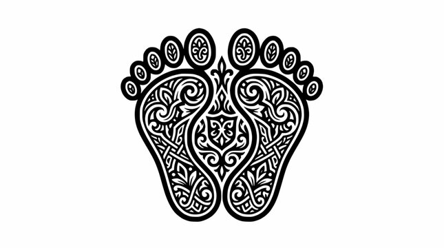 Intricate mandala pattern footprints set.