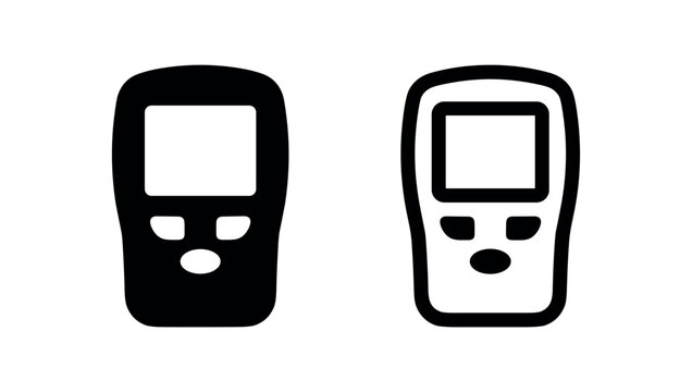Handheld device icon set, remote control or reader symbol in black and outline variations