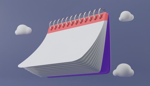calenddar empy for yout text pages flying 3d rendering