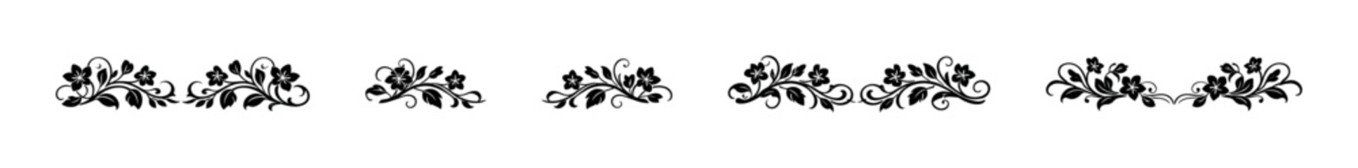 Elegant floral decorative borders with swirling vines and blossoms © Compositor 