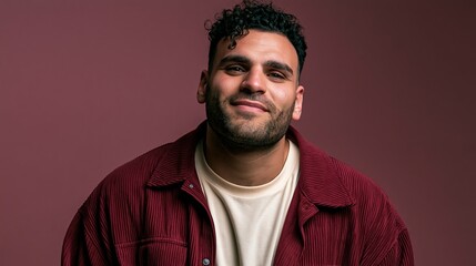 Fototapeta premium gen team lead young adult middle eastern man warm in corduroy
