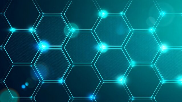 Abstract hexagonal pattern with glowing lines
