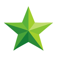 Fototapeta premium Green five pointed star vector shape