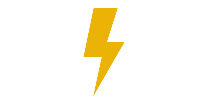 Yellow lightning bolt icon on transparent background