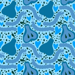 Fototapeta premium Summer fruit seamless pears pattern for wrapping paper and fabrics and kids and party accessories