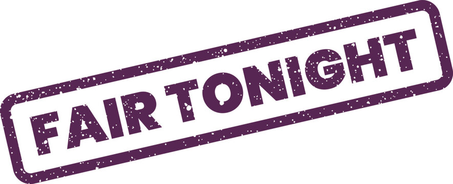 Rectangular rubber stamp impression with distressed texture showing bold text fair tonight inside border frame