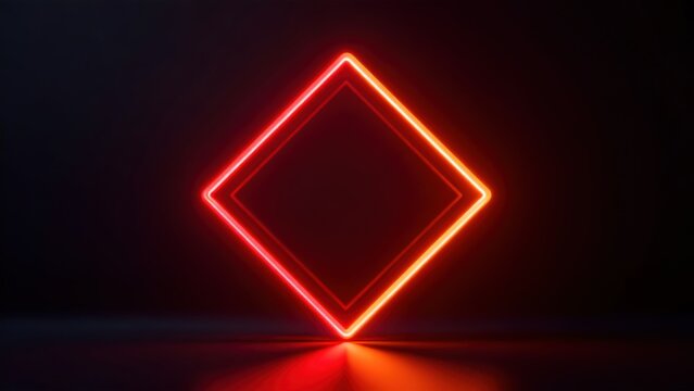 Neon diamond shape on dark background