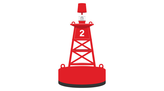 Red nautical buoy marker with number 2 on a white background