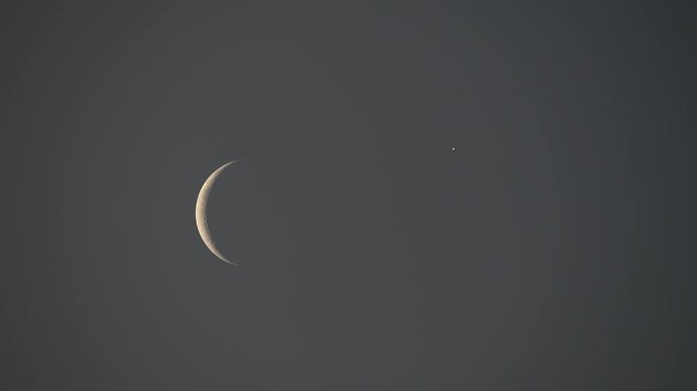 Planetary conjunction with moon earthshine and planet Venus