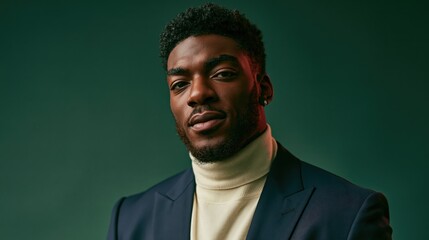 Obraz premium gen team lead young adult black man in navy suit