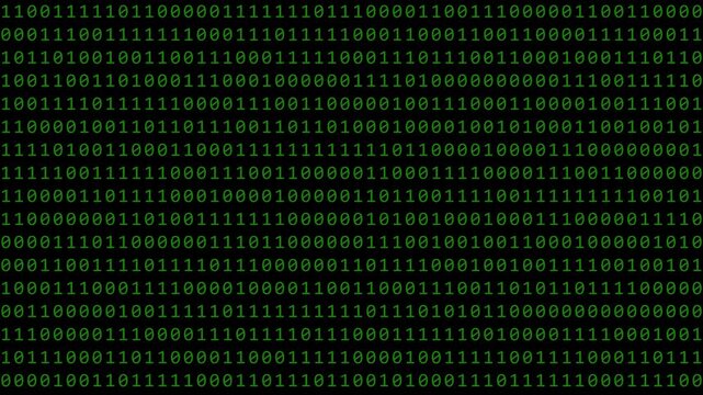 Binary Code on Black Digital Background. Rows of ones and zeros in a binary pattern create a digital data backdrop, symbolizing coding and information processing