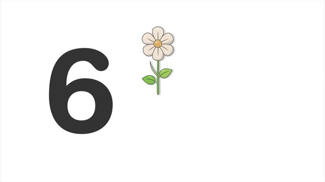 Number 6 Counting Six Colorful Flowers Educational Animation for Preschool Kids