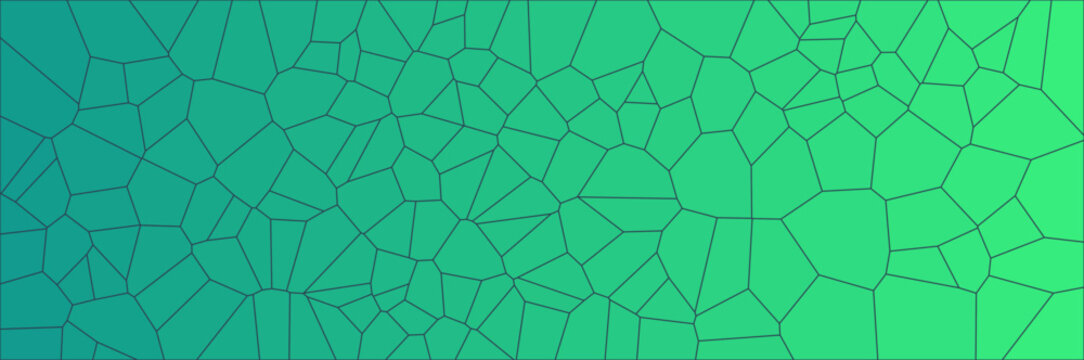 Vibrant emerald green voronoi tessellation background, abstract geometric pattern demonstrating seamless network connectivity and modern flow
